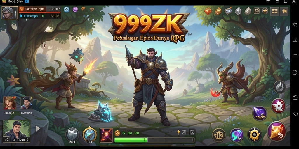 Tampilan gameplay RPG 999ZK yang epik dan penuh aksi.