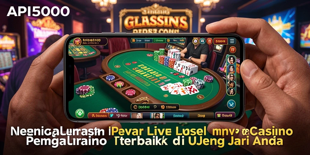 Tampilan screenshot API5000 dengan dealer langsung dalam permainan Live Casino.
